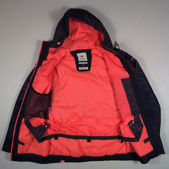 Roxy DryFlight 10K Snow Jacket Women M Blue Pink Hooded Waterproof Ski Snowboard - Picture 5 of 16